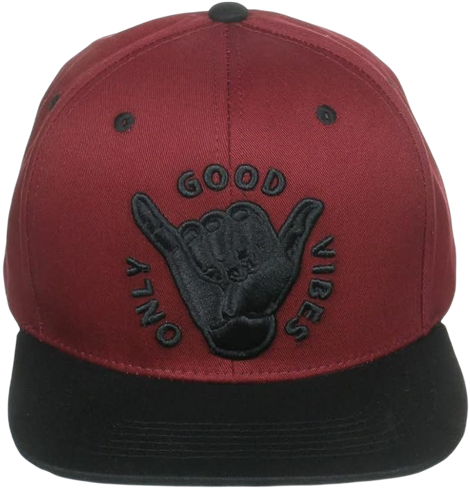 Only Good Vibes Hang Loose Embroidery Snapback Flat Bill Hat 220324A45 by Top Level